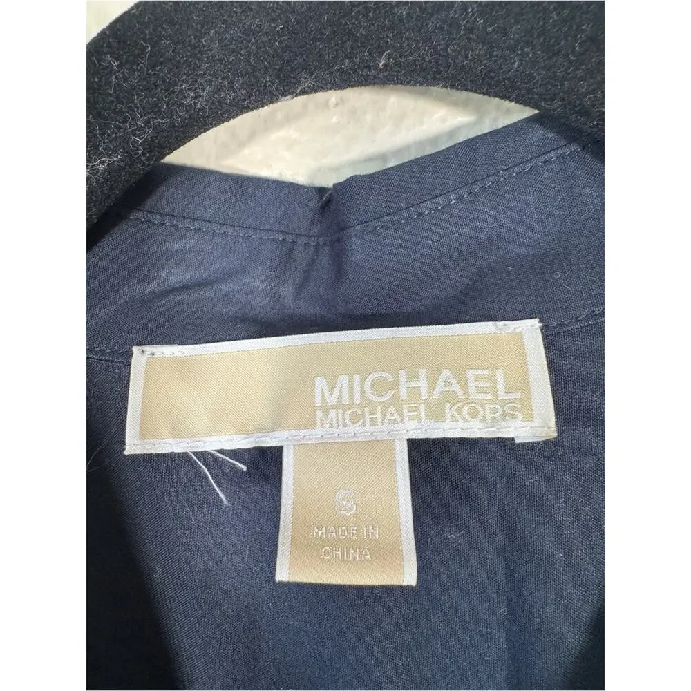 Michael Kors Navy Blue Button Down Shirt Dress Womens S Preppy Casual Basic Mini